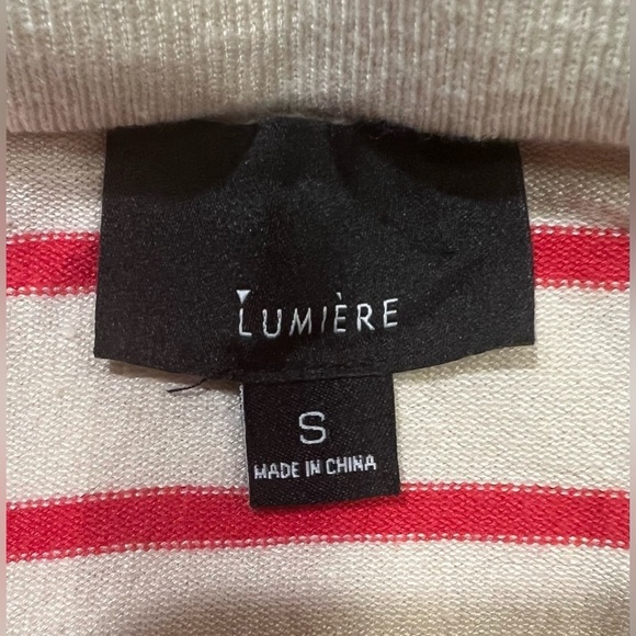 Lumiere Off Shoulder Ruffled Long Sleeve Striped Sweater Sz Small - Picture 3 of 4